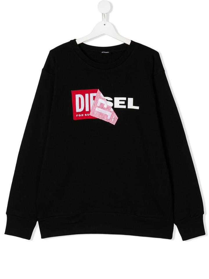 Diesel Kids Teen Logo Print Sweatshirt - Black