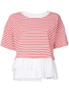 Boutique Moschino Striped Ruffled Top - Red