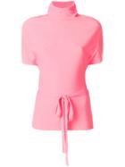 Unconditional Belted Shortsleeved Sweater - Pink & Purple
