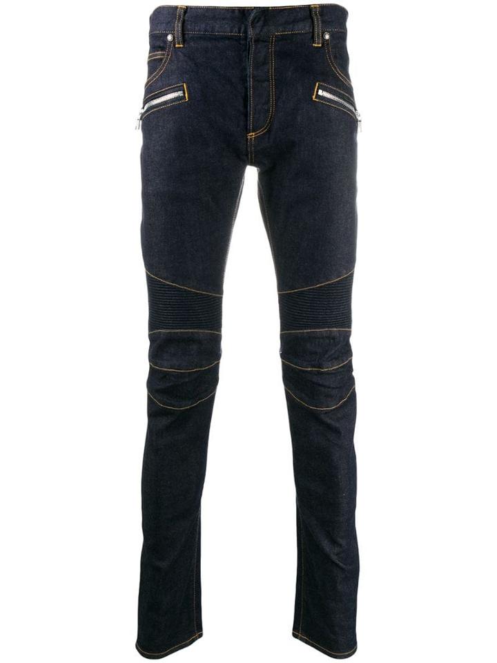 Balmain Padded Knees Slim-fit Jeans - Blue