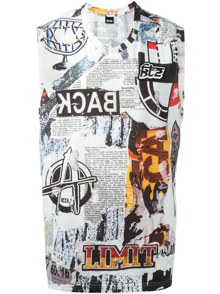 Ktz Newspaper Print Tank Top, Men's, Size: Xs, Cotton