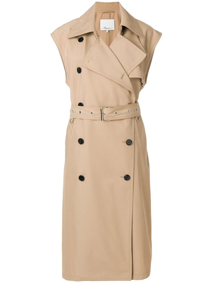 3.1 Phillip Lim Sleeve-less Trench Coat - Brown