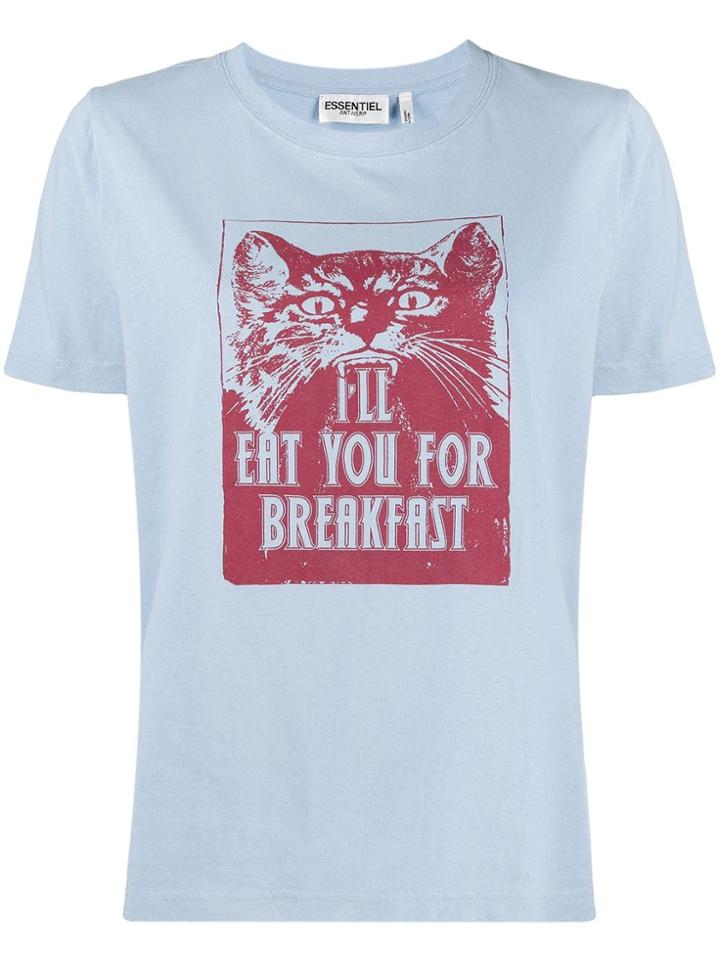 Essentiel Antwerp Printed Slogan T-shirt - Blue