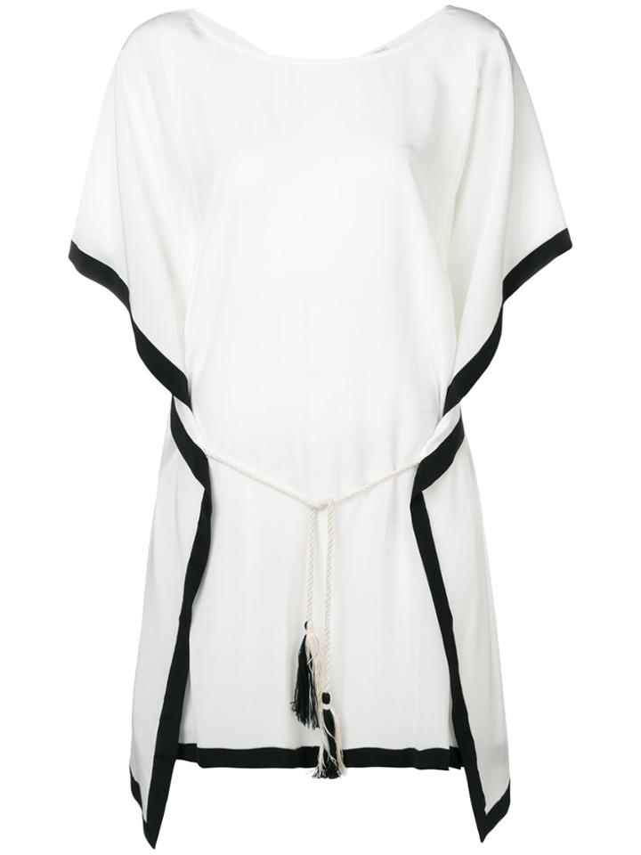 Zeus+dione Contrast Trim Tie-waist Dress - White