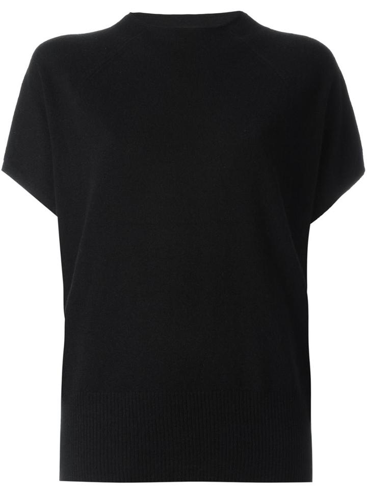 Vince Cap Sleeve Knitted Blouse, Women's, Size: Small, Black, Cashmere