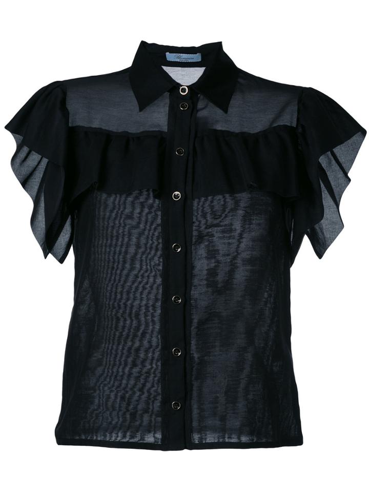 Blumarine Ruffled Fitted Blouse - Black
