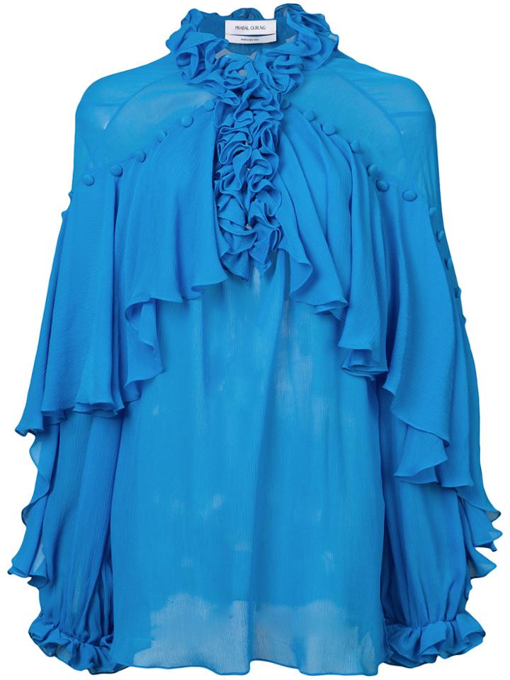 Prabal Gurung Ruffle Sheer Blouse - Blue
