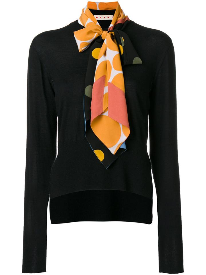 Marni Scarf Detail Knitted Top - Black