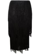 Tom Ford Fringed Fitted Skirt, Women's, Size: Small, Black, Acetate/viscose/polyester