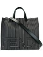 Fendi Two-tone Striped Tote Bag, Men's, Black, Nylon/leather
