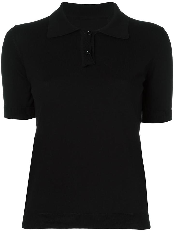 Maison Margiela Knitted Polo Top, Women's, Size: Medium, Black, Cotton