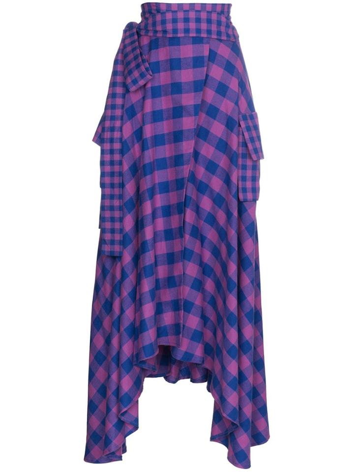 Natasha Zinko Asymmetric Check Maxi Skirt - Purple