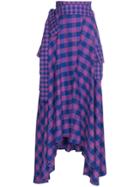 Natasha Zinko Asymmetric Check Maxi Skirt - Purple