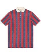 Gucci Oversize Polo With Horsebit Chain Print - Blue
