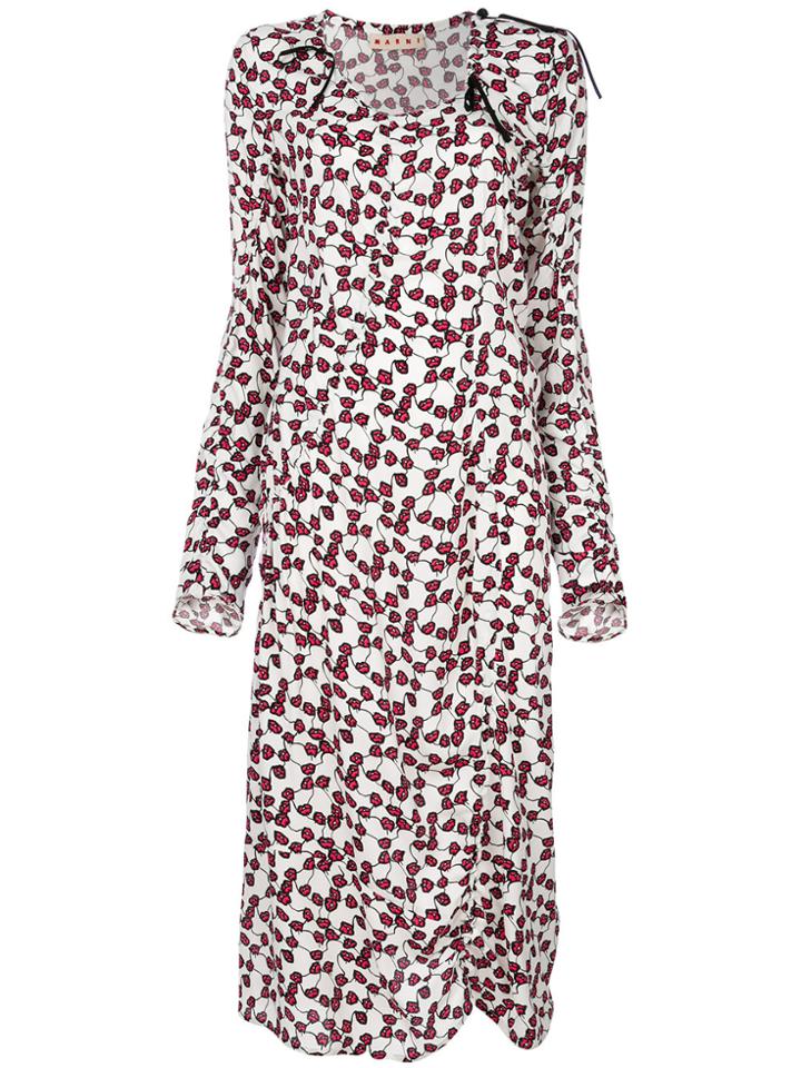 Marni Long-sleeved Floral Dress - White