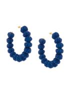 Carolina Herrera Raffia Beads Earrings - Blue