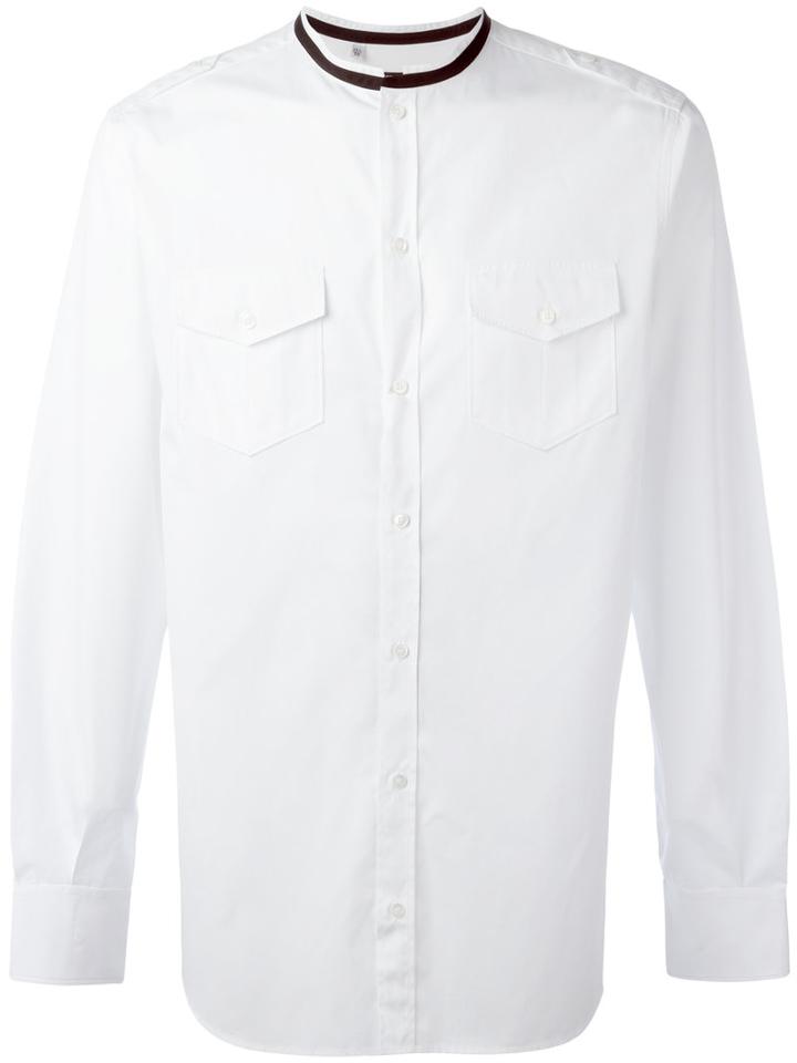 Dolce & Gabbana - Contrast Collar Shirt - Men - Cotton - 39, White, Cotton