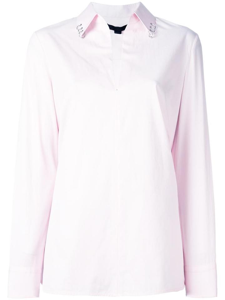 Alexander Wang Ring Pierced Collar Shirt, Women's, Size: 4, Pink/purple, Cotton