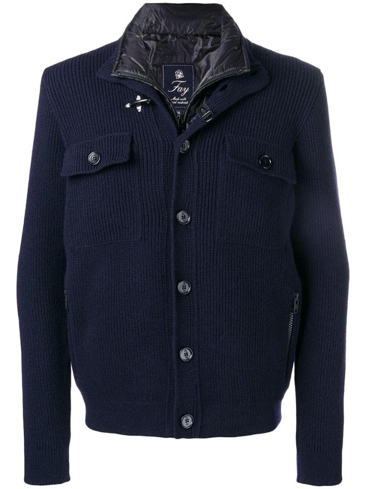 Fay Gilet Insert Knitted Jacket - Blue
