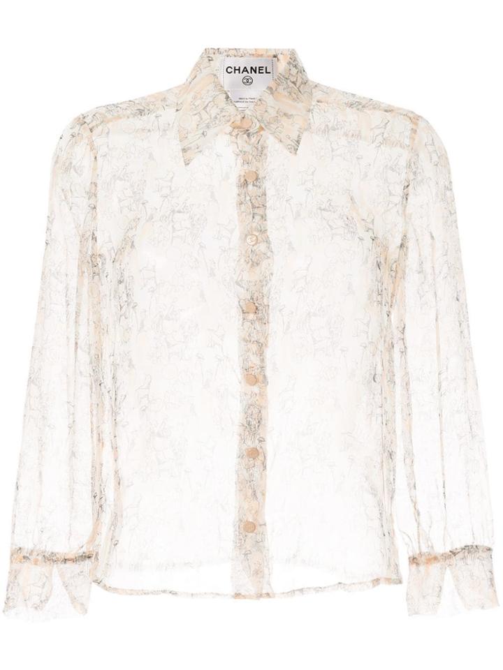 Chanel Vintage Long Sleeve See-through Shirt - Orange