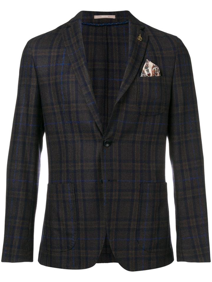 Paoloni Checked Blazer - Blue
