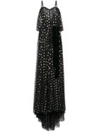 Monique Lhuillier Dotted Overlay Camisole Gown - Black