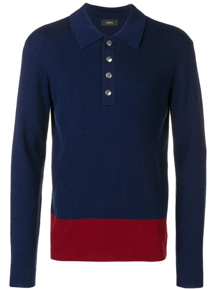 Joseph Fine Ribbed Polo Shirt - Blue