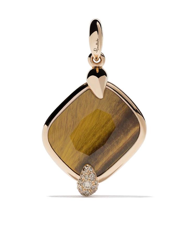 Pomellato 18kt Rose Gold Ritratto Tiger Eye And Diamond Pendant -