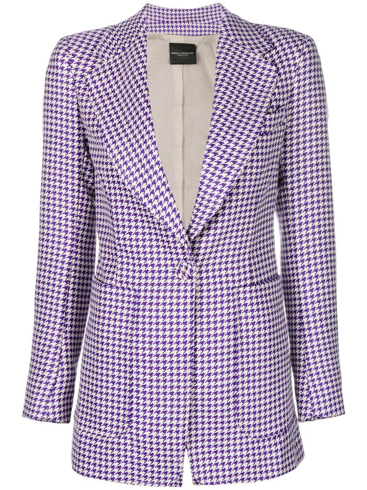 Erika Cavallini Houndstooth Print Jacket - Pink & Purple