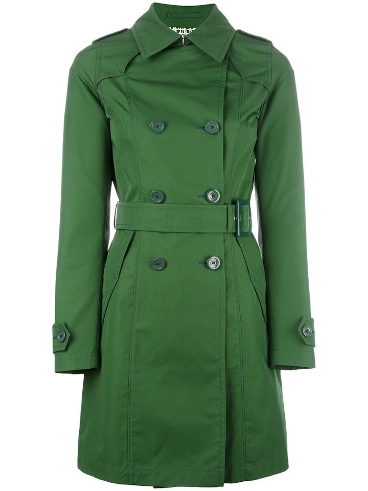 Herno Double Breasted Coat, Size: 42, Green, Cotton/polyamide/polyester/cotton