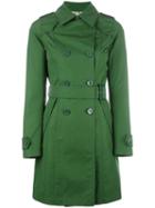 Herno Double Breasted Coat, Size: 42, Green, Cotton/polyamide/polyester/cotton
