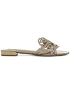 Salvatore Ferragamo Laser Cut Sandals - Metallic