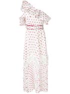 Self-portrait Polka Dot One Shoulder Dress - White