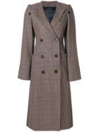Rokh Checked Double Breasted Coat - Brown