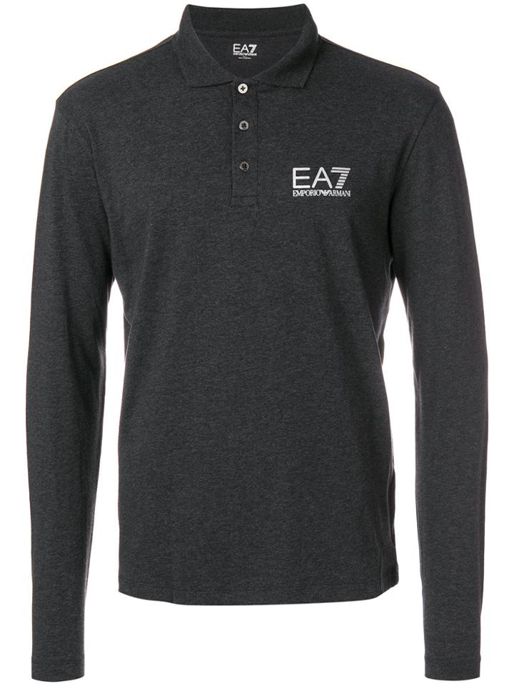 Ea7 Emporio Armani Long Sleeve Polo Shirt - Black