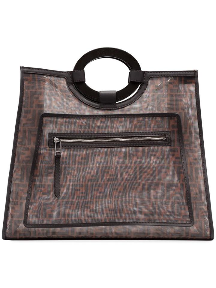 Fendi Brown Ff Runaway Large Mesh Tote