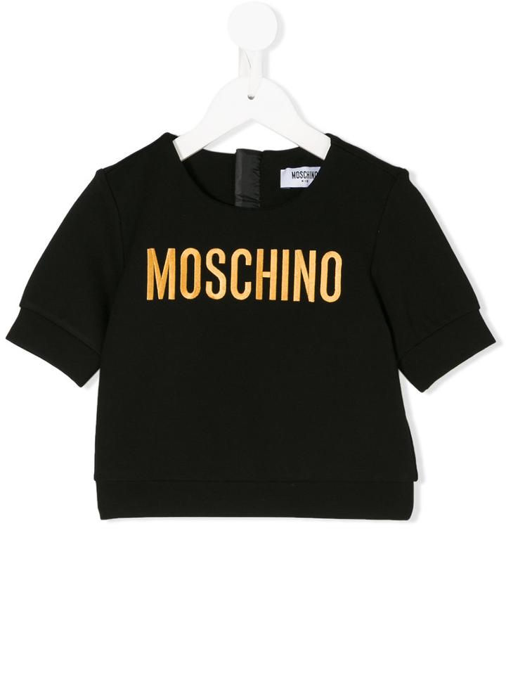 Moschino Kids - Embroidered Logo Top - Kids - Polyamide/polyester/spandex/elastane/viscose - 12 Yrs, Black