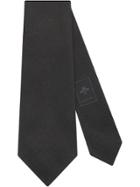 Gucci Silk Tie With Gucci Band Embroidery - Black
