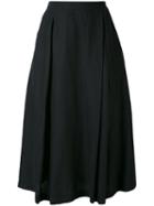 Aspesi - Flared Midi Skirt - Women - Linen/flax - 42, Black, Linen/flax