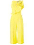 Msgm - Ruffled Wide Leg Jumpsuit - Women - Cotton - 42, Yellow/orange, Cotton