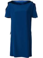 Gianluca Capannolo Satin Boat Neck Shift Dress - Blue