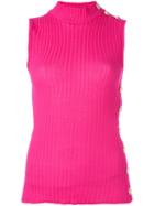 Balmain Ribbed Tank Top, Women's, Size: 36, Pink/purple, Cotton