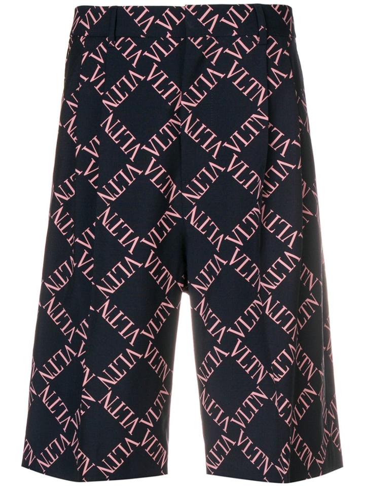 Valentino Vltn Grid Print Bermudas - Blue