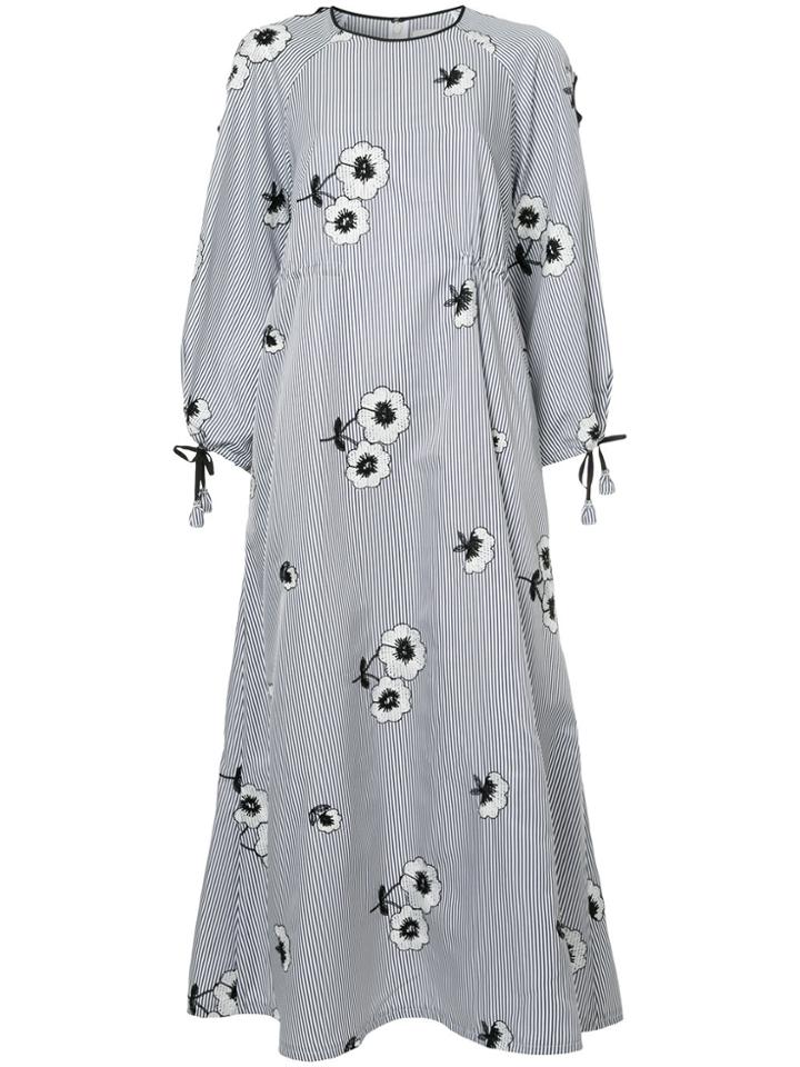 Huishan Zhang Striped Floral Dress - Blue