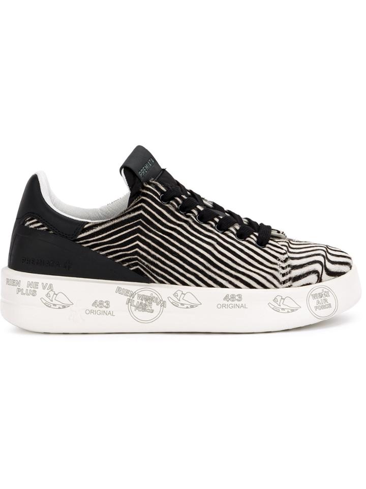 Premiata Striped Graphic Trainers - Black