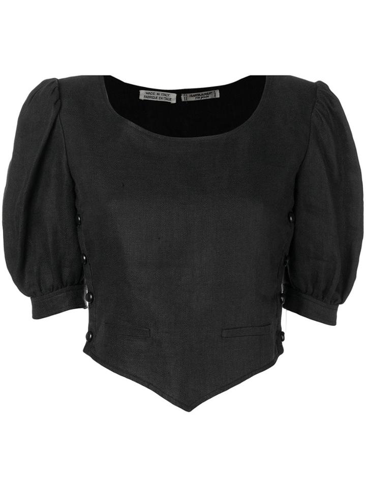 Yves Saint Laurent Vintage 1970's Balloon Sleeves Cropped Blouse -