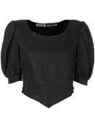 Yves Saint Laurent Vintage 1970's Balloon Sleeves Cropped Blouse -