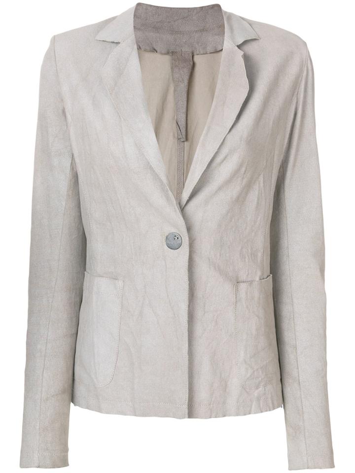 Vanderwilt Fitted Leather Blazer - Grey