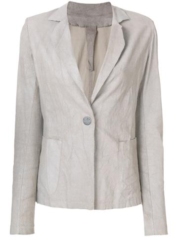 Vanderwilt Fitted Leather Blazer - Grey