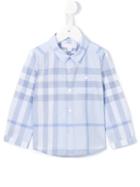 Burberry Kids - 'trauls' Check Shirt - Kids - Cotton - 6 Mth, Blue